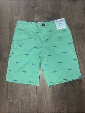 Cat & Jack Mint Green Shorts with Blue Shark Motif